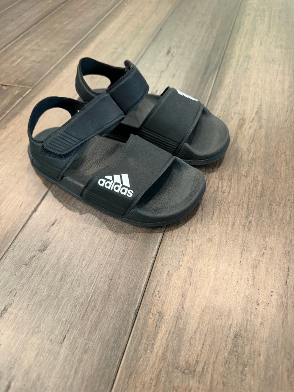 adidas Black Kids Open-Toe Velcro Sandals